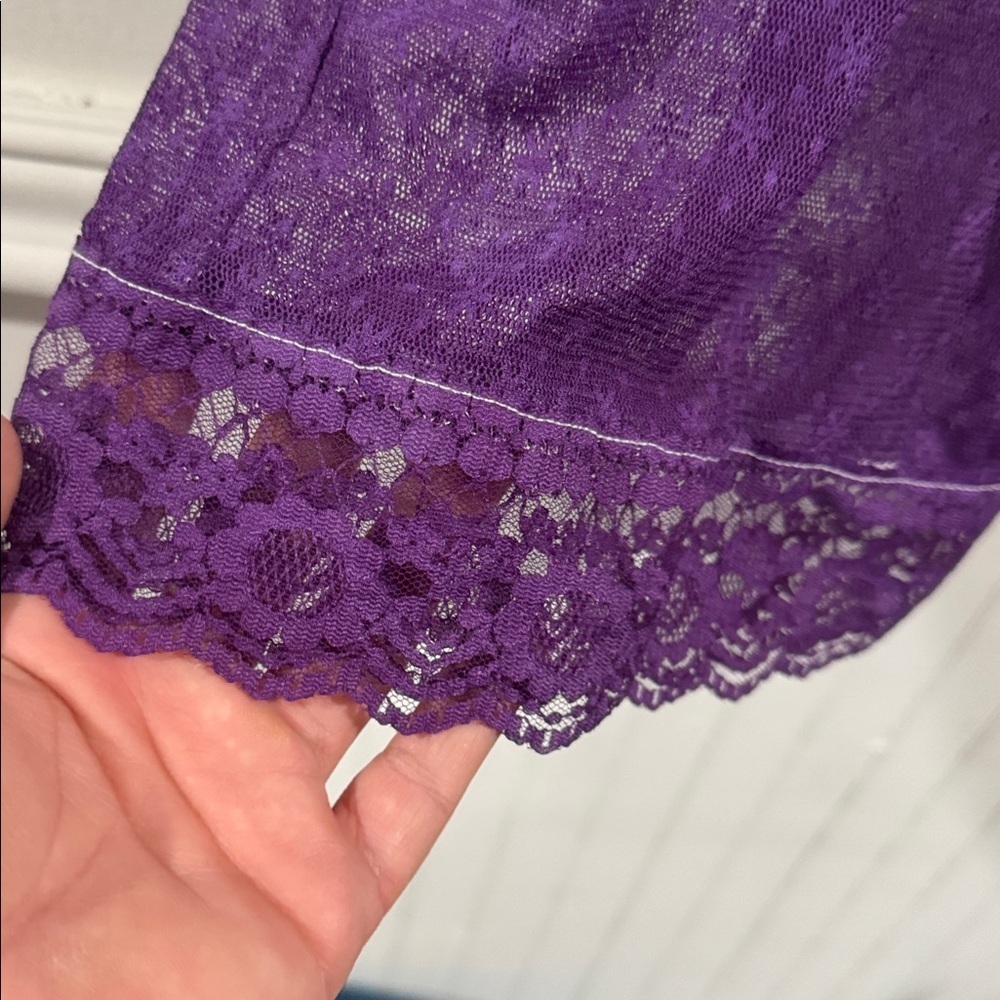 Free people tunic lace purple faded burn out dyed ruffled dark academia grunge - Picture 4 of 6